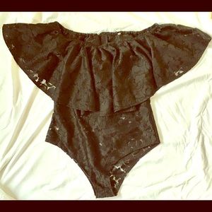 Off the shoulder lace body suit